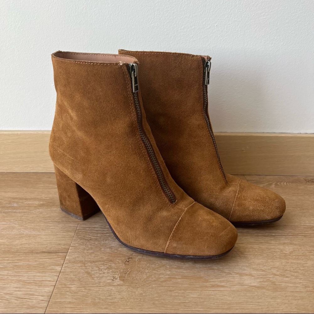 Madewell Chestnut Suede Block Heel Ankle Boots